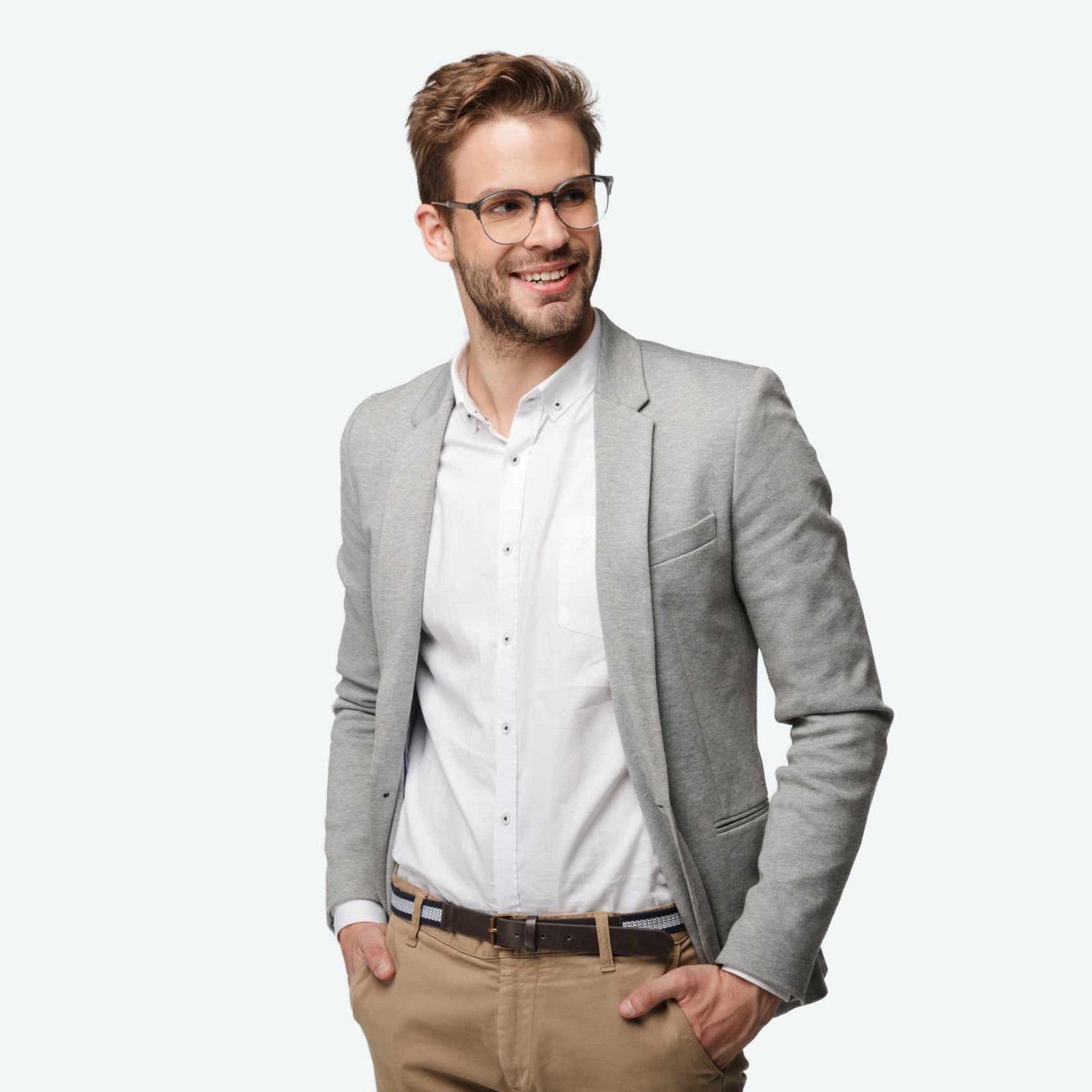 Portrait Of Happy Young Businessman Posing At Came 3MRXVKU